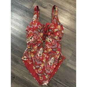 Women's Skinny Dippers Paisley‎ Ashbury Alysa Keyhole One Piece Swimsuit Size XL